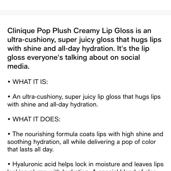 Clinique Pop Plush Set of Three Creamy Lipgloss Airkiss (2) and Black Honey (1) - Picture 4 of 6